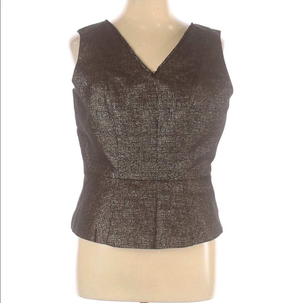 Black and Gold Tahari Peplum Blouse
